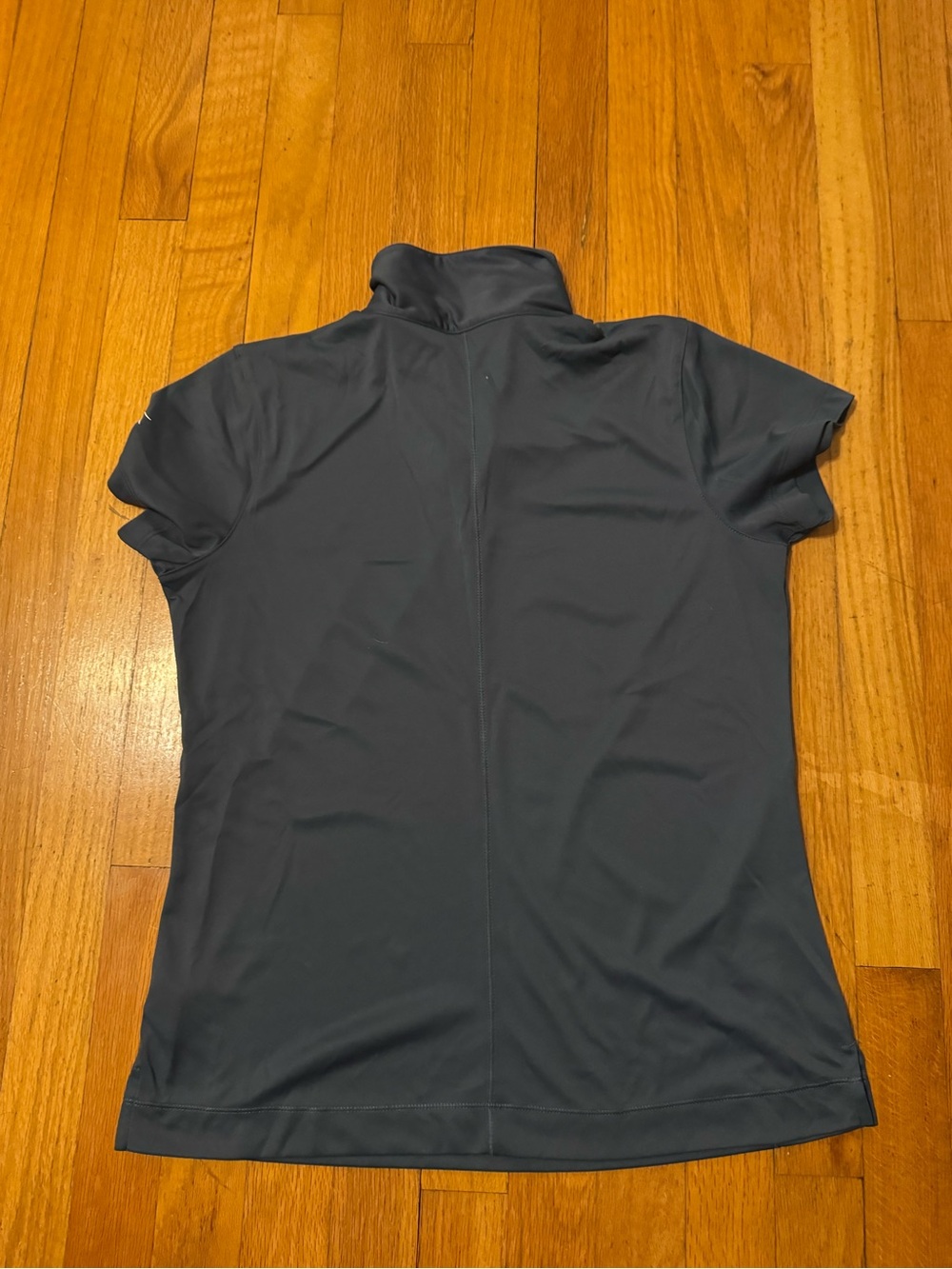 Women’s Short-Sleeve Mock Neck Top — Charcoal